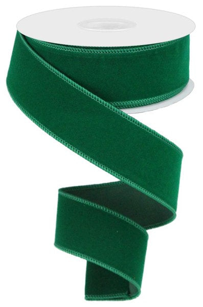 RL194206  1.5" x 10yd Indoor Velvet Ribbon Emerald Green