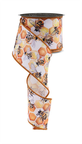 LS1025  2.5" x 10yd Honeycomb Bees Multi Yellow