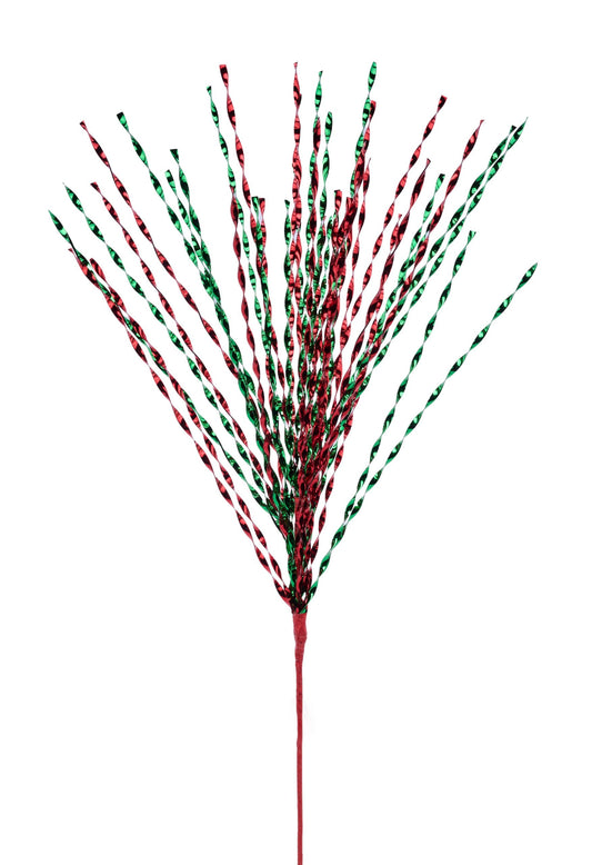 XS148730    29" Metallic Pet Twist Grass Spray x 40    Red/Emerald Green