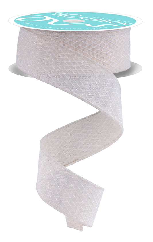 RGF1695C2   1.5" x 10yd Mini Harlequin   Cream/White