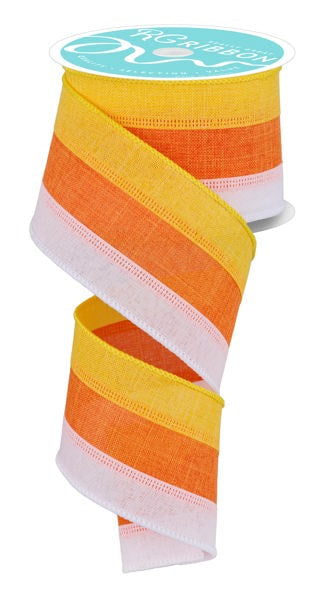 RG1604R6      2.5" x 10yd 3 Color 3-In-1 Royal Burlap    White/Orange/Yellow