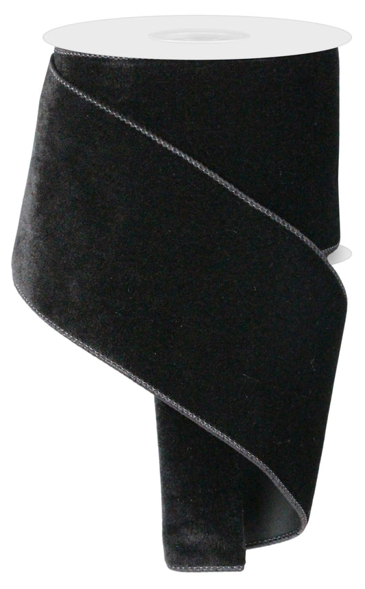 RGE166002   4" x 10yd Deluxe Velvet/Satin Backing    Black
