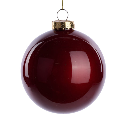 XH966305     150Mm Dia Lacquer/Glass Look Ornament    Burgundy