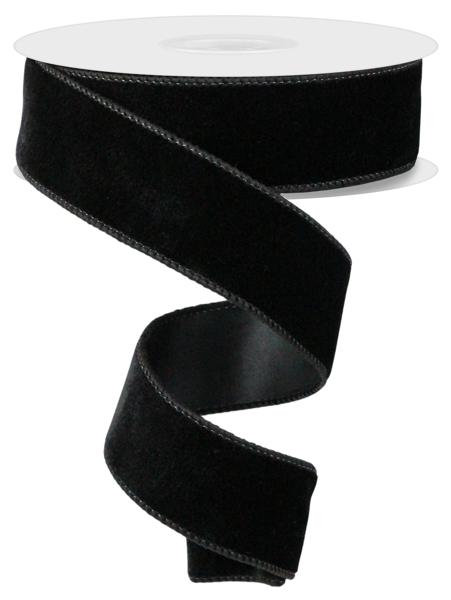 RGE165802  1.5" x 10yd Deluxe Velvet/Satin Backing Black