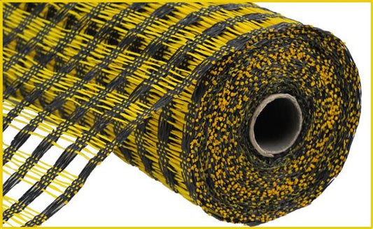 RP8121F4  10" x 10yd Poly Burlap Check Mesh Black/Yellow