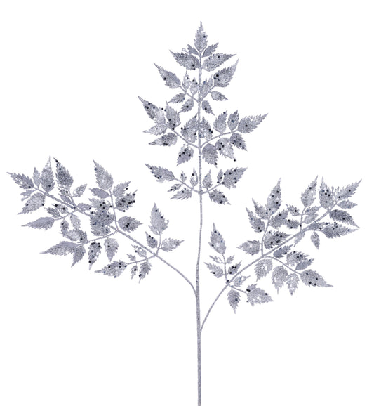 XS249026    25"L Glitter Fern Spray        Silver