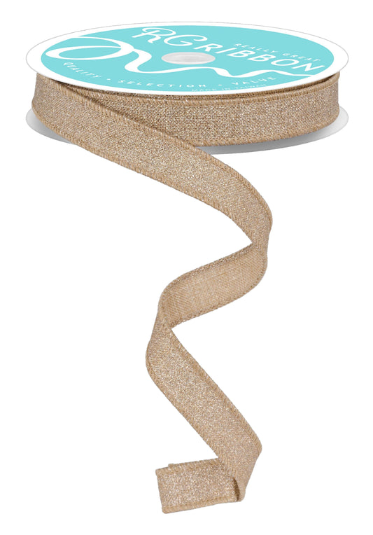 RGF109639  5/8" x 10yd Fine Glitter on Royal Ribbon – Taupe – Sparkle Wired Ribbon