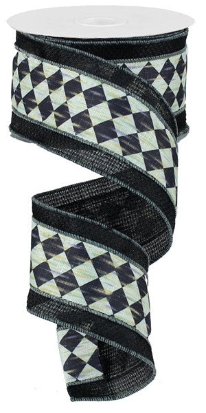 RG814194   2.5" x 10yd 2-In-1 Ant Diamond/Cross Royal   Black/Cream