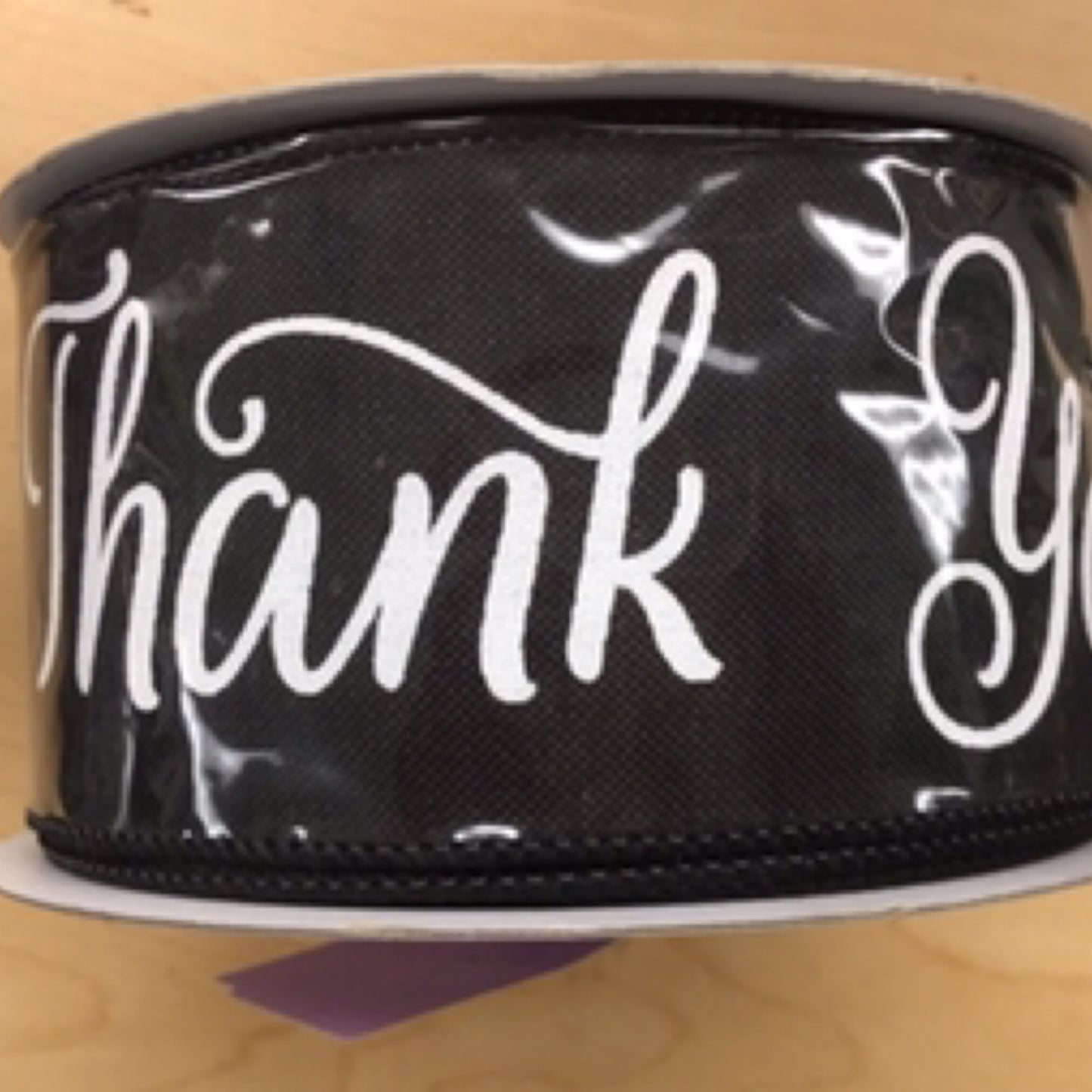 RGA113102  2.5" x 10yd Thank You On Royal Black/White