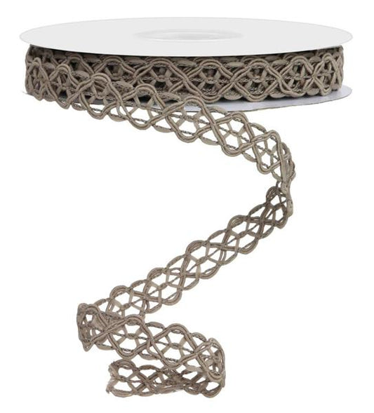 RN586143   5/8" x 10yd Open Weave Trim, Wired   Taupe
