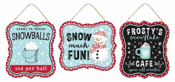MD0984 7"H X 6"L Winter Embossed Sign Blk/Wht/Blue/Red