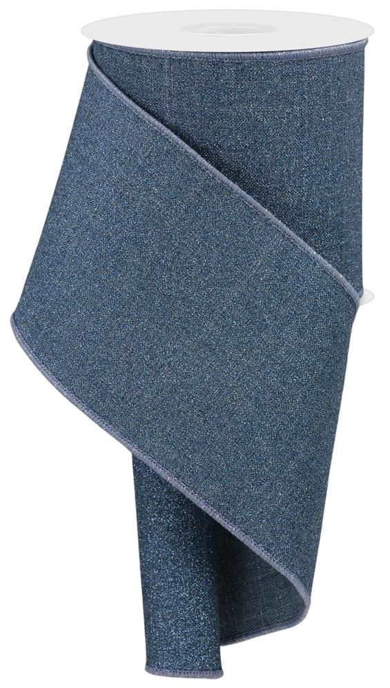 RGE1382NT   4" x 10yd Fine Glitter On Royal    Smoke Blue