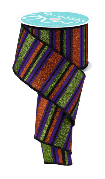 RGF191523  2.5" x 10yd Horizontal Stripe Purple/Lime/Orng/Black