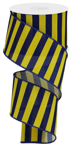 RGA1196YM   2.5" x 10yd Medium Horizontal Stripe/Royal   Dark Blue/Yellow