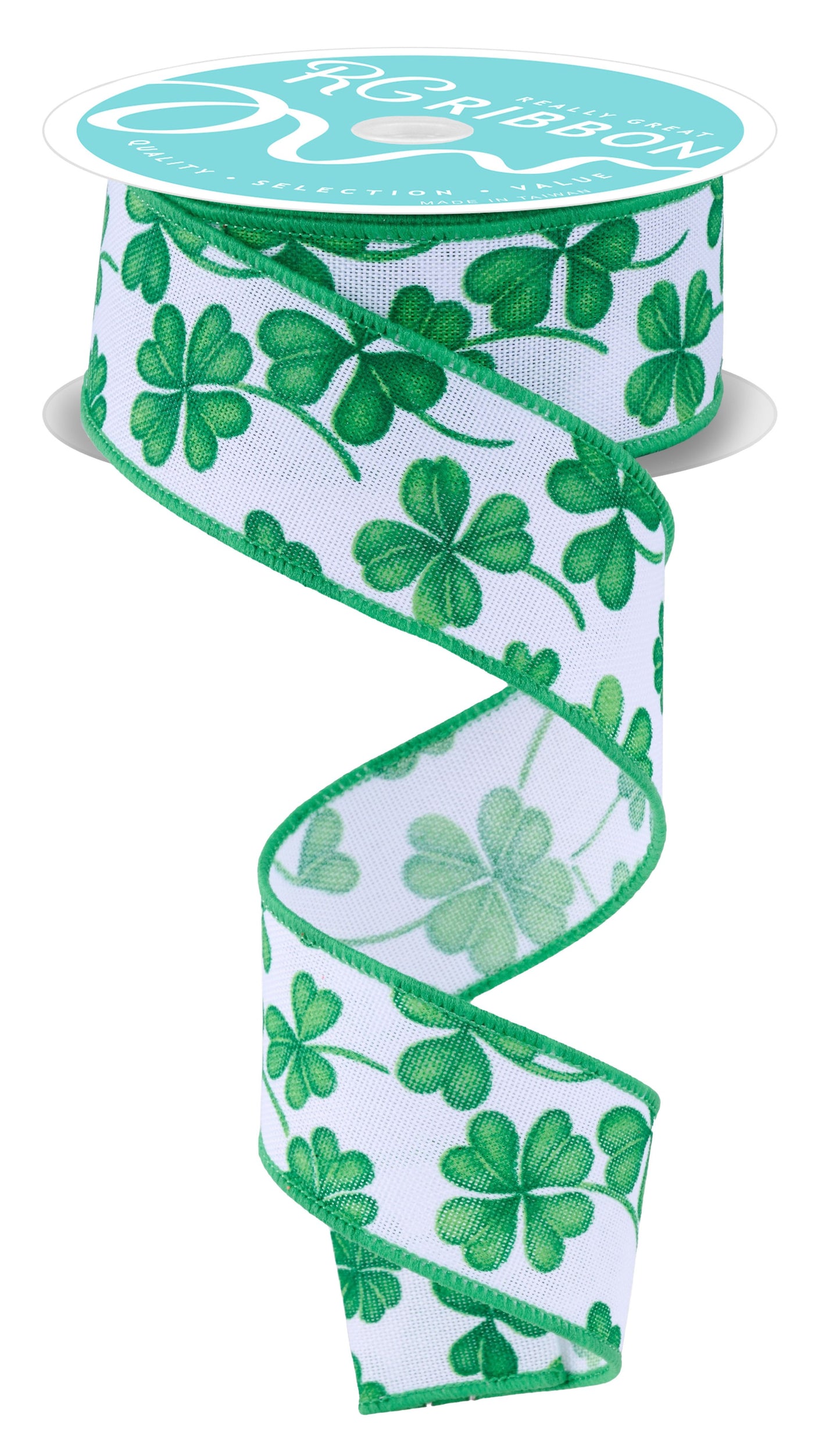 RGF168527  1.5" x 10yd Shamrocks White/Green