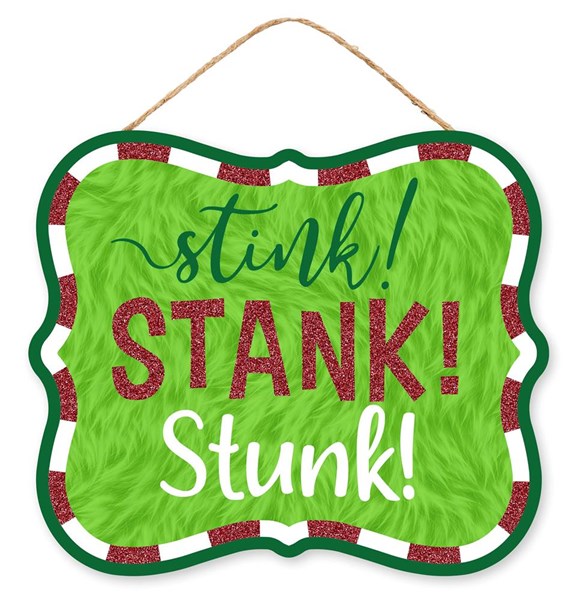 AP8977 10.5"L X 9"H Stink! Stank! Stunk! Glttr Lime/Red/White/Emerald