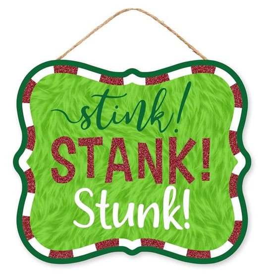 AP8977 10.5"L X 9"H Stink! Stank! Stunk! Glttr Lime/Red/White/Emerald