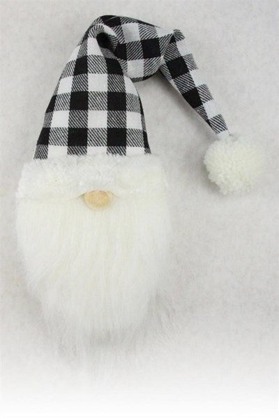 XN420736  20"H x 5"W Velvet/Check Gnome Head White/Black