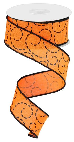 RGC127420  1.5" x 10yd Dashed Swirls Orange/Black