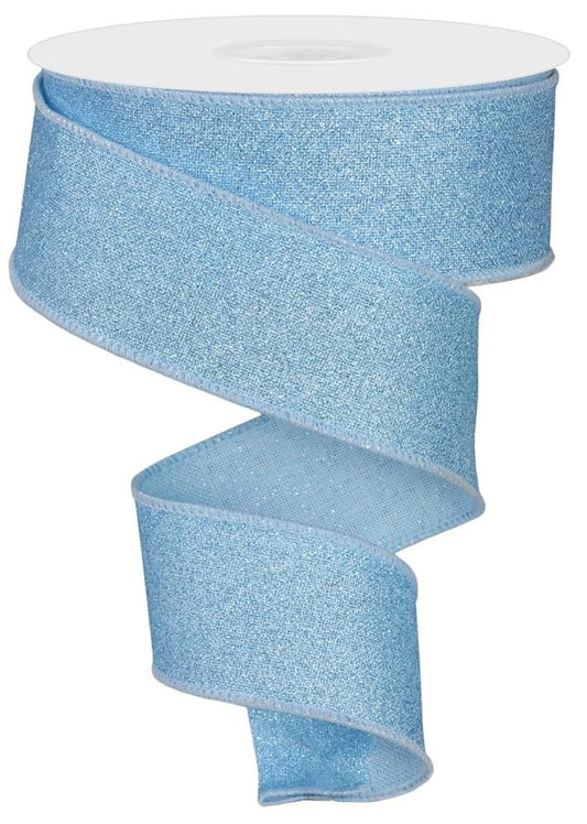 RGE1380H1    1.5" x 10yd Fine Glitter On Royal    Pale Blue