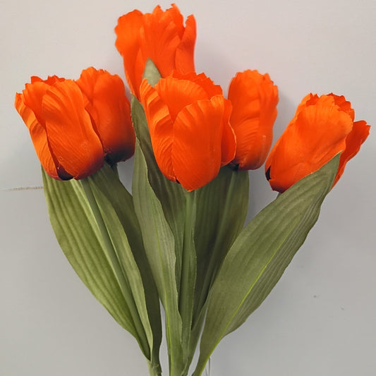 6051-OG   19"  Parrot Tulip Bush X6   Orange