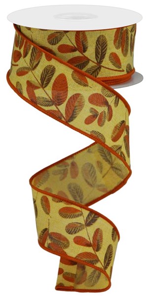 RGC1197T6  1.5" x 10yd Bold Leaves/Royal Mstd/Lt Bge/Dk Brn/Dk Org