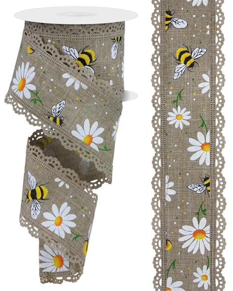 RGA846201 2.5"X10yd Bumblebee/Daisy/Lace Bge/Wht/Ylw/Grn/Org/Blk