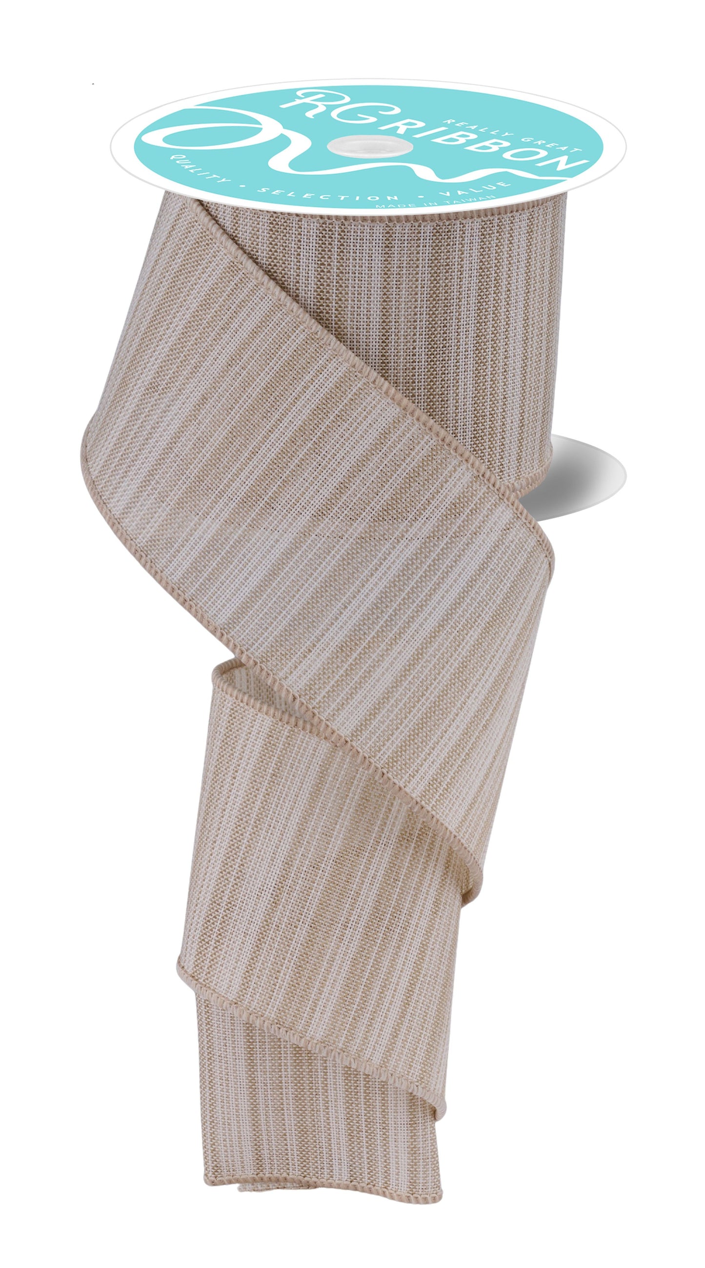 RGF1684CJ  2.5" x 10yd Multi Color Stripe Light Beige/Ivory