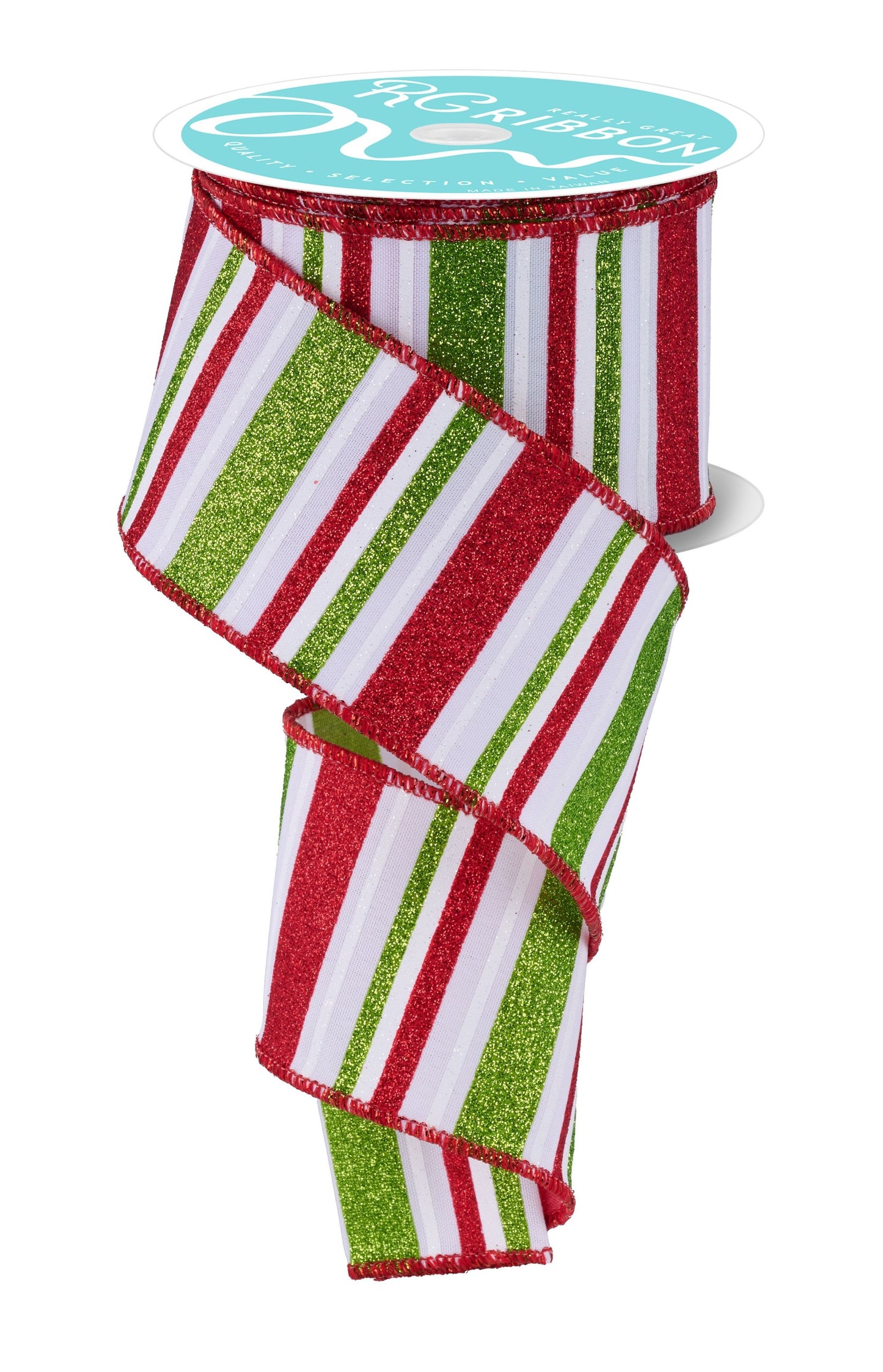 RGF1919T9    2.5" x 10yd Horizontal Stripe   White/Red/Lime