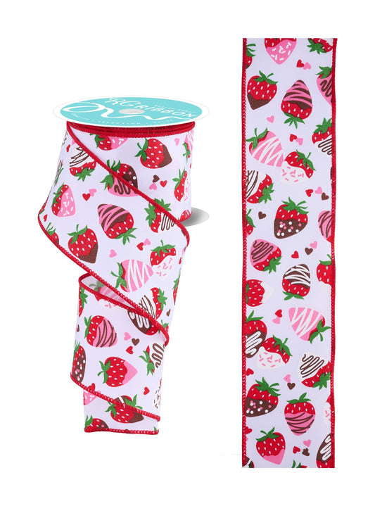 RGH107027     2.5" x 10yd Chocolate Covered Strawberries   White/Multi
