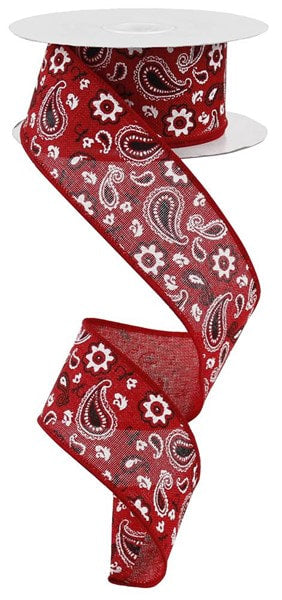 RG1692R9 1.5"X10yd Bandana/Royal   Red/White/Black
