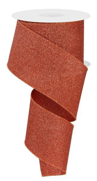 RGE1381WE   2.5" x 10yd Fine Glitter On Royal    Terracotta