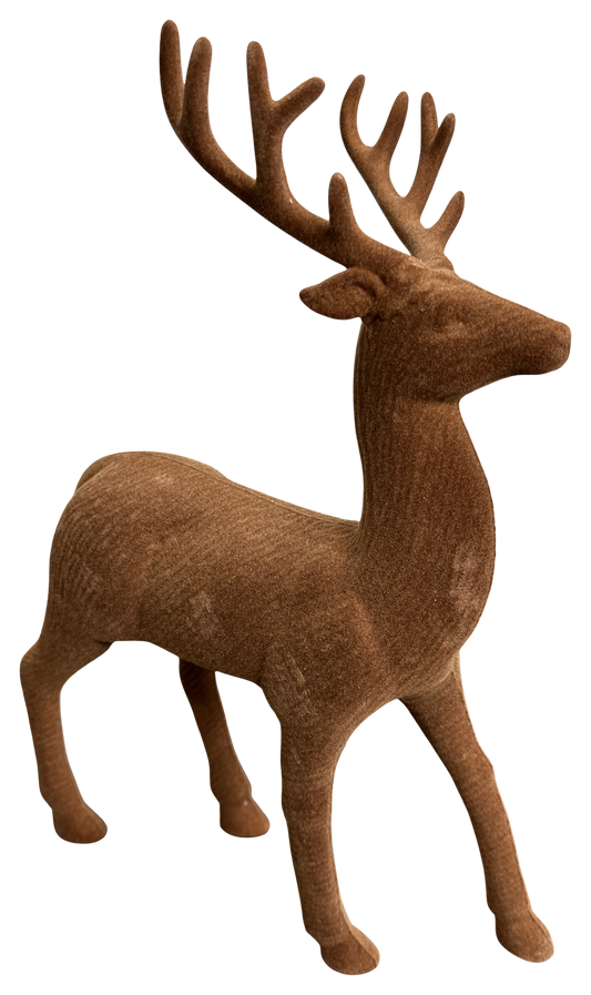 86926BN   H8xW13.5xD3    Decor Flocked Deer