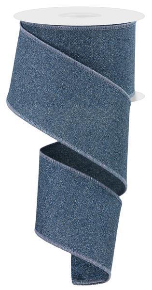 RGE1381NT    2.5" x 10yd Fine Glitter On Royal     Smoke Blue