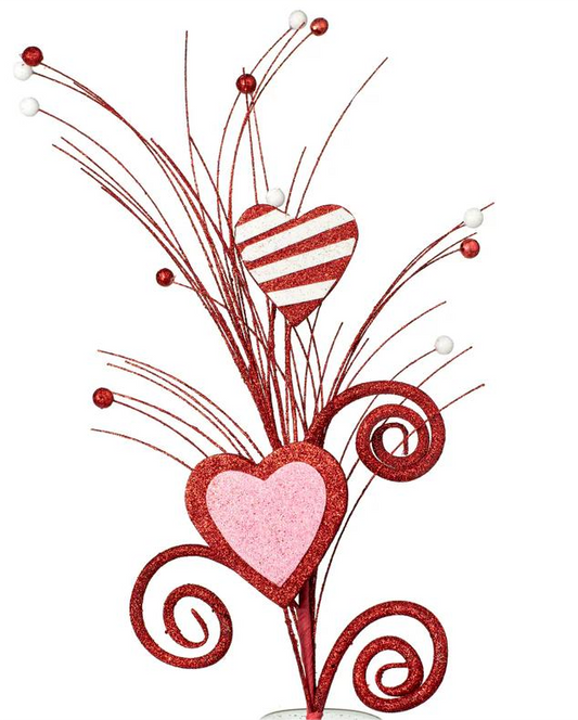 62215RDWTPK 29" Hearts Swirl Ball Spray Red/White