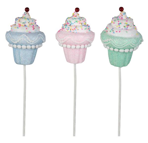 MN0214    21.75"L Cupcake Pick   Mint/Pink/Ice Blue
