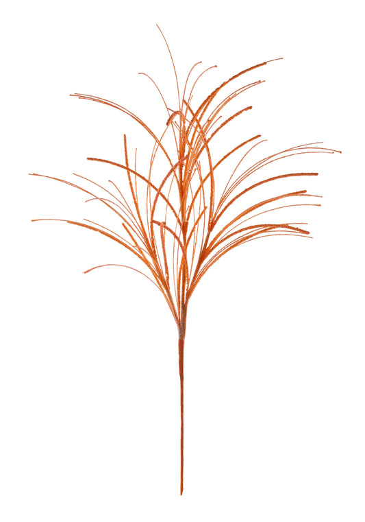 MN032920  31" Glitter Mini Bead Fishline Spray – Iridescent Orange – Decorative Floral Pick