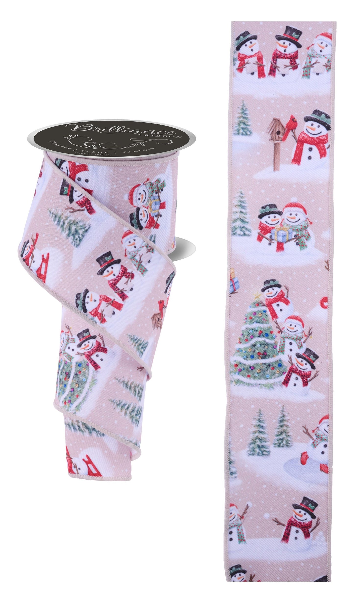 LS11038R   2.5" x 10yd Snowmen Scene     Wht/Red/Grn/Nat