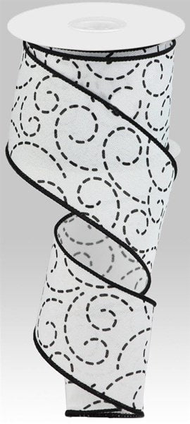 RGC127527 2.5"X10yd Dashed Swirls White/Black
