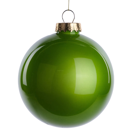 XH966369  150Mm Dia Lacquer/Glass Look Ornament  Lime Green