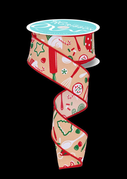 RGF1293R9  1.5" x 10yd Holiday Baking White/Red/Emerald