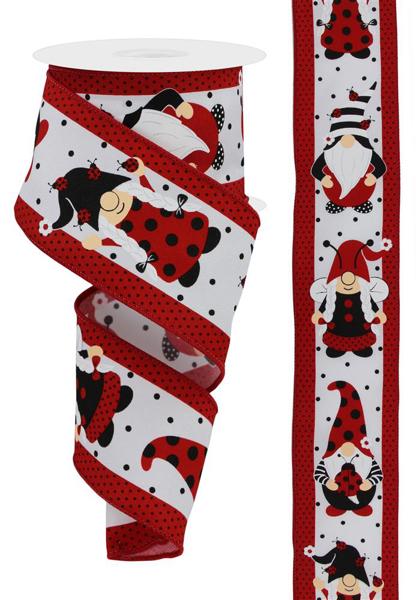 RGE118427 2.5"X10yd Gnomes W/Ladybugs White/Red/Black