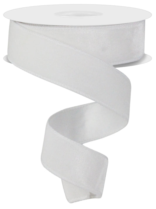 RGE165856   1.5" x 10yd Deluxe Velvet/Satin Backing   White