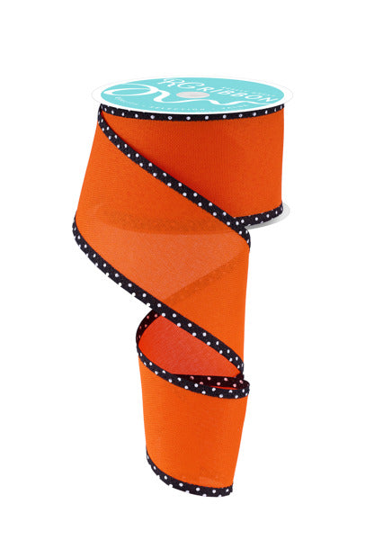RGC822820  2.5" x 10yd Faux Royal W/Swiss Dot Edge Orange/Black/White