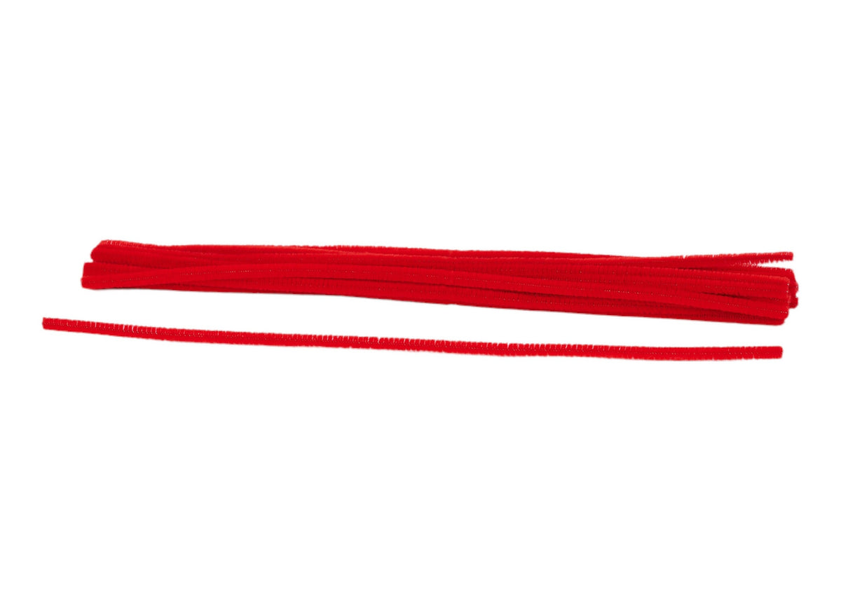 MA200424  12"L x 6mm Chenille Stems  25Ea/Bg, Red