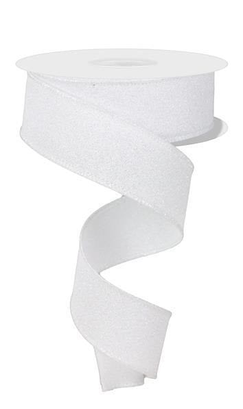 RGE180027    1.5" x 10yd Fine Glitter On Faux Royal   White/Silver