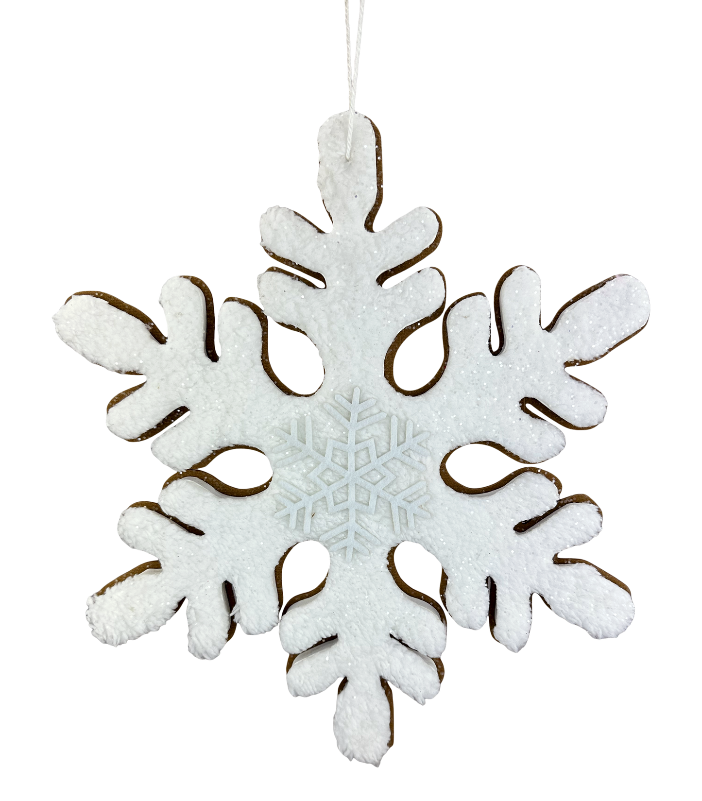 86249BNWT    DIA 12"    Gingerbread Snowflake    Brown/White