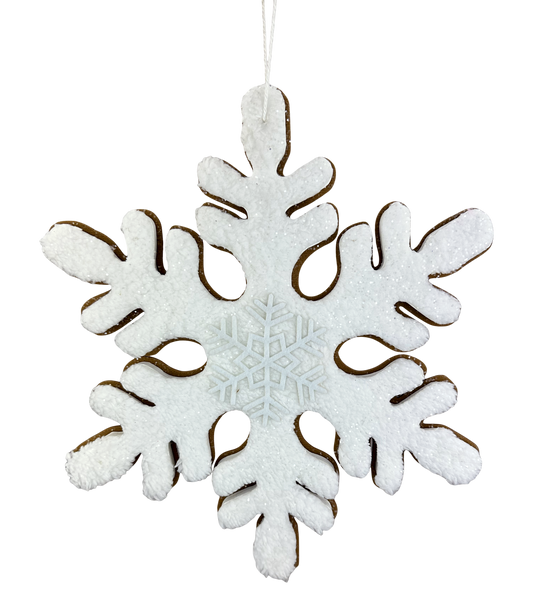 86249BNWT    DIA 12"    Gingerbread Snowflake    Brown/White