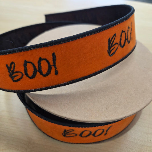 6910W05838E    1.5"X10Y   Embroidered BOO  Orange/Black
