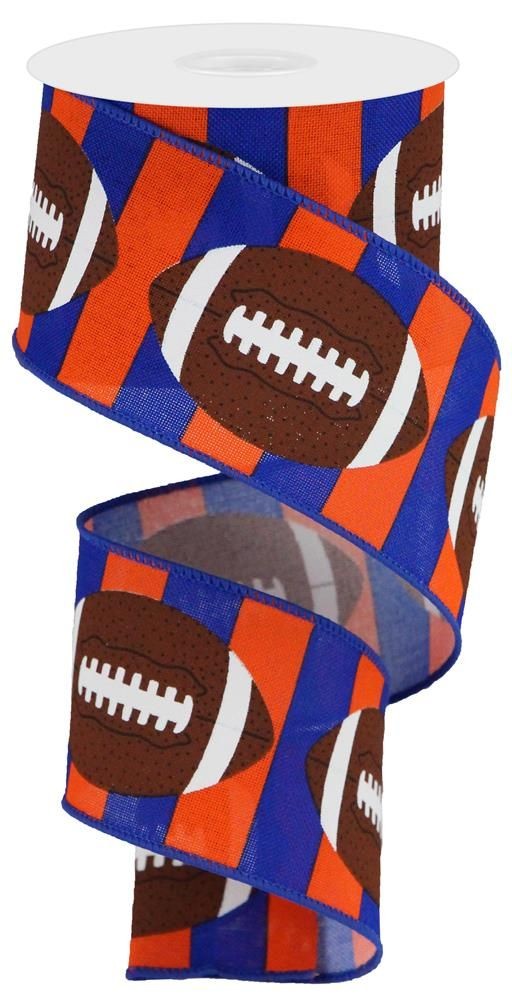 RGA143103    2.5" x 10yd Football On Royal   Blue/Orange/Brown